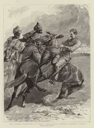 The Cavalry Manoeuvres at Attock, India, Native Cavalry stopping a Scout